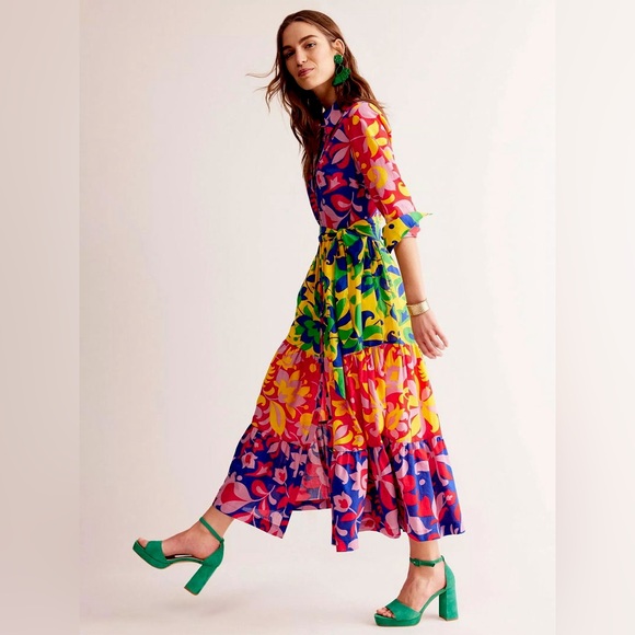 Boden Dresses & Skirts - Boden Flo Cotton Midi Shirt Dress in the Abstract Tulip, Hotch pattern size 10p